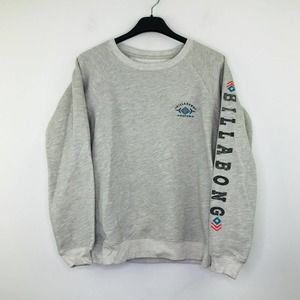 Billabong Women's M Sweatshirt Gray Fleece Logo Sleeve Pullover NWT AM6